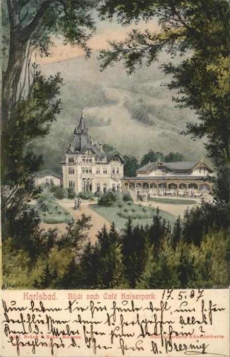 Karlsbad Eger Blick nach Cafe Kaiserpark