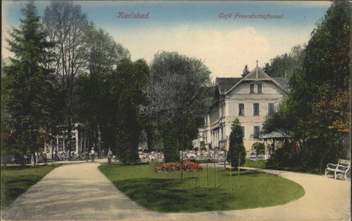 Karlsbad Eger Cafe Freundschaftssaal Gartenterrasse P