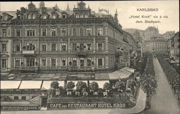 Karlsbad Eger Hotel Restaurant Kroh beim Stadtpark