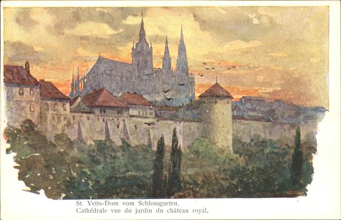 Prag Prahy Prague St. Veitsdom vom Schlossgarten Künstler
