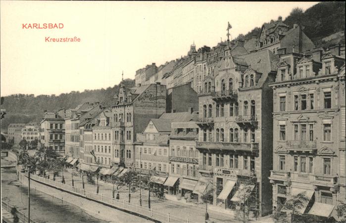 Karlsbad Eger Kreuzstrasse handkoloriert