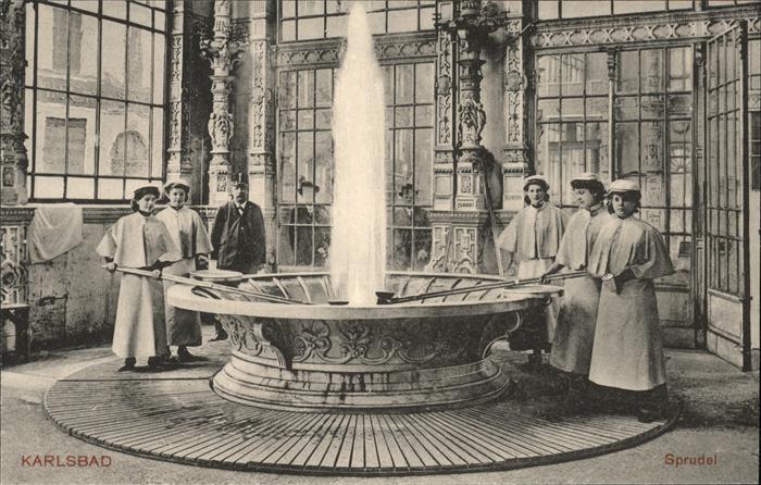 Karlsbad Eger Sprudel handkoloriert
