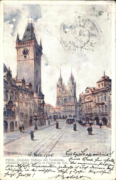 Prag Prahy Prague Staromestska radnice a Tynsky chram Alt