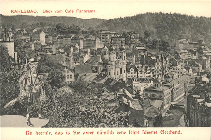 Karlsbad Eger Blick vom Cafe Panorama Spruch handkolo