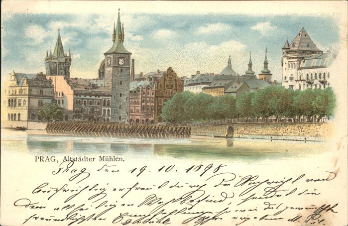 Prag Prahy Prague Altstädter Mühlen Turm Künstlerkarte