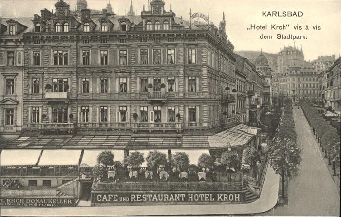 Karlsbad Eger Hotel Restaurant Kroh beim Stadtpark