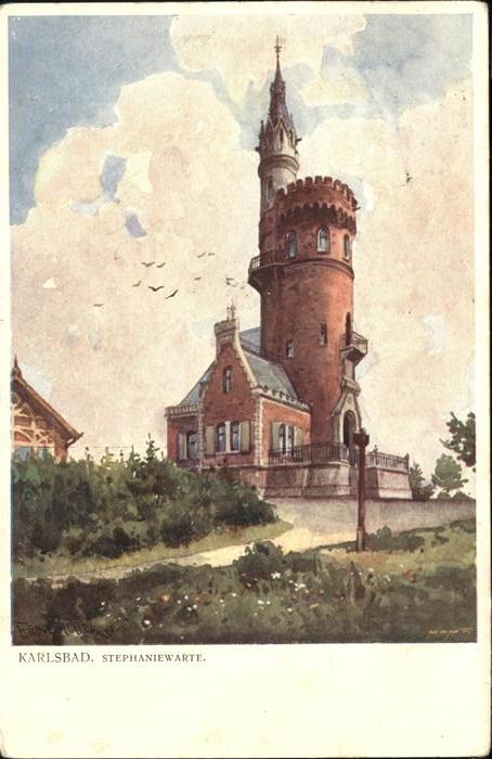 Karlsbad Eger Stephaniewarte Turm Künstlerkarte