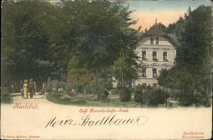 Karlsbad Eger Cafe Freundschaftssaal Park handkolorie