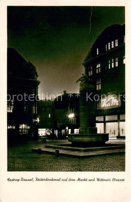 Castrop-Rauxel Reiterdenkmal Markt Wittener-Strasse Nachtaufnahme