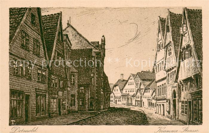 Detmold Krumme-Strasse Kuenstlerkarte