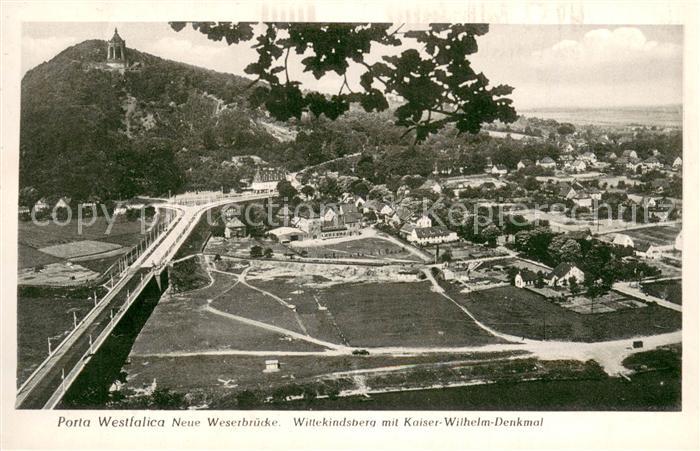 Porta Westfalica Fliegeraufnahme Weserbruecke wittekindberg m. Kaiser-Wilhelm-De