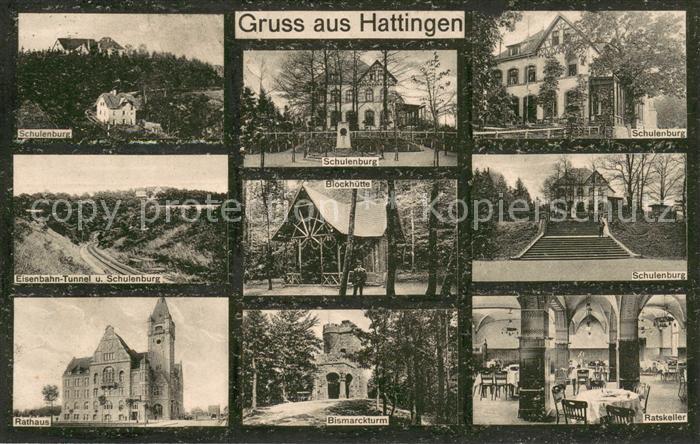 Hattingen Ruhr Schulenburg Eisenbahn-Tunnel Rathaus Bismarckturm Ratskeller Bloc
