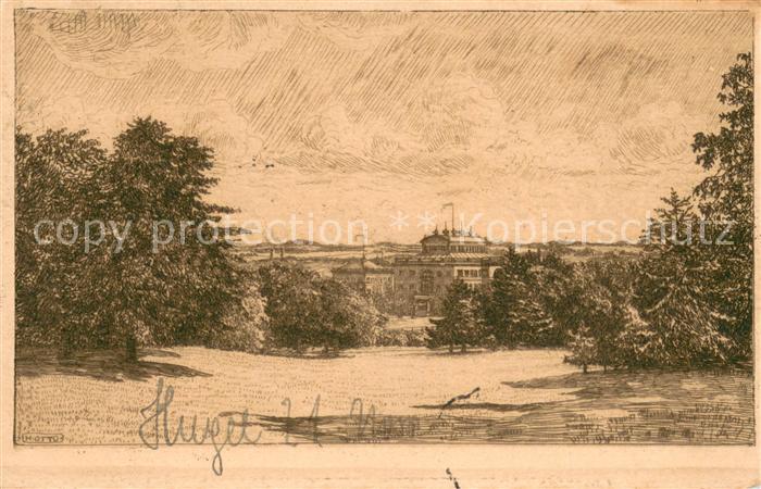 Huegel Essen Radierung H. Otto Feldpost