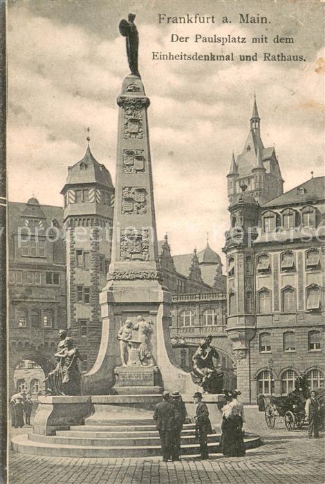 Frankfurt Main Paulsplatz mit Einheitsdenkmal und Rathaus
