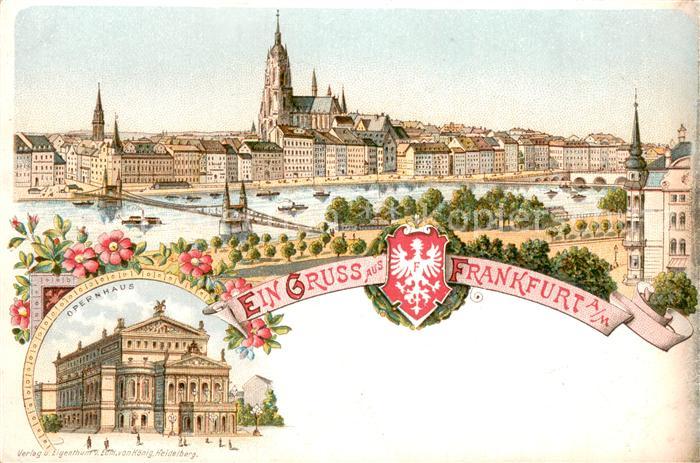 Frankfurt Main Stadtansicht mit Bruecke und Opernhaus