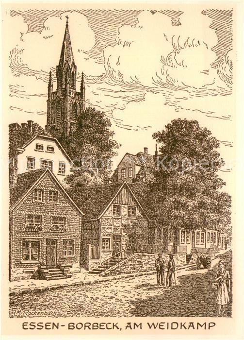 Borbeck Essen Am Weidkamp Grafik M. Rockenbach Kuenstlerkarte