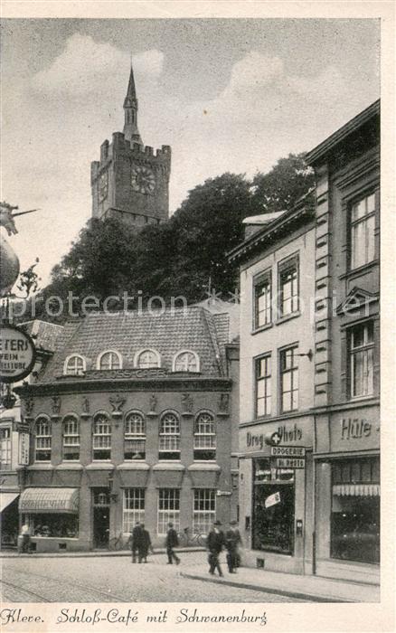 Kleve Bad Schloss-Cafe mit Schwanenburg