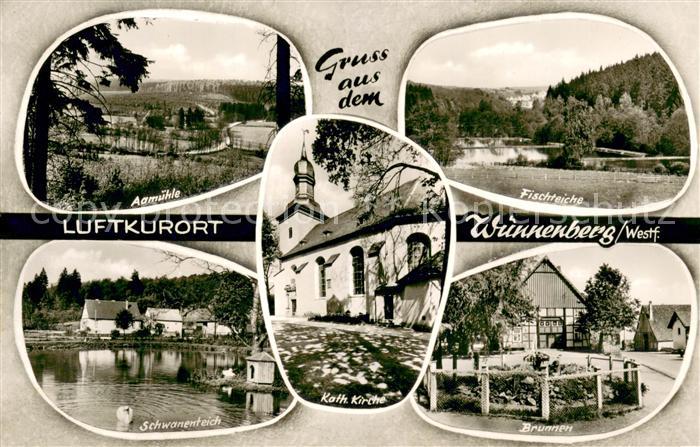 Winnenberg Fischteiche Aamuehle Schwanenteich Brunnen Kath.Kirche