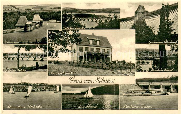 Moehnesee Sperrmauer Strandbad Haus-Schroeder Delecker-Bruecke Stockumer-Damm