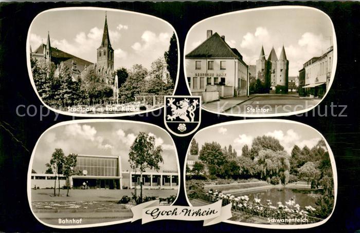 Goch Steintor Schwanenteich Bahnhof Kath. Kirche mit Park