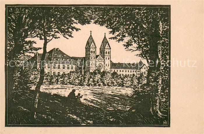 Billerbeck Westfalen Benediktiner-abtei St.Josef Holzschnitt Heinr. Everz