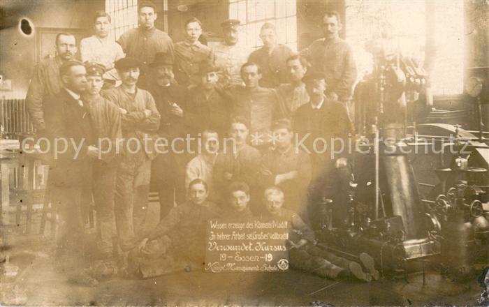 Essen  Ruhr Kgl Maschinenbau Schule Verwundeten Kurs 1919