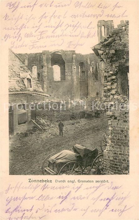 Zonnebeke West-Vlaanderen Durch engl Granaten zerstoert