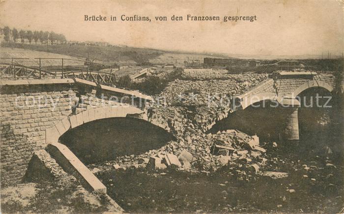 Conflans-en-Jarnisy 54 Bruecke in Conflans von den Franzosen gesprengt