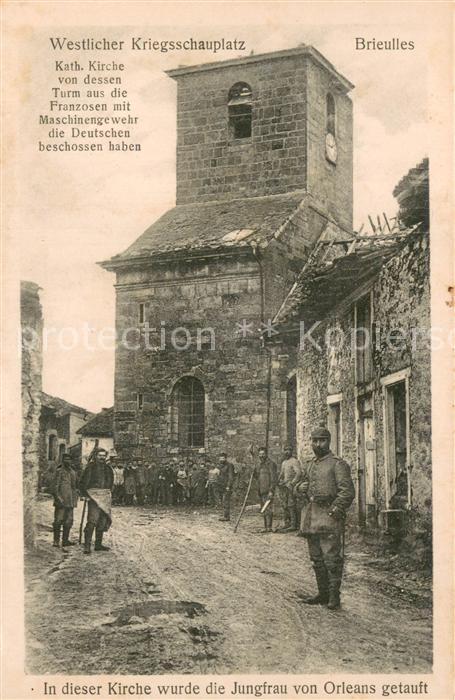 Brieulles-sur-Meuse 55 Kath Kirche von dessen Turm aus die Franzosen die Deutsch
