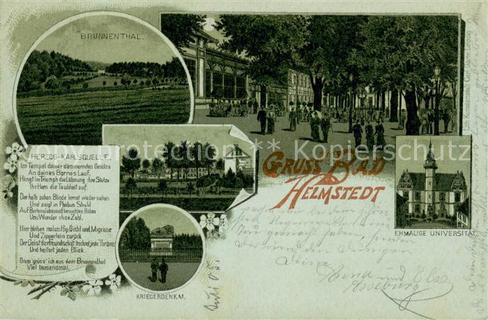 Bad Helmstedt Brunnenthal Herzog Karlsquelle Kriegerdenkmal Ehmauge Universitaet