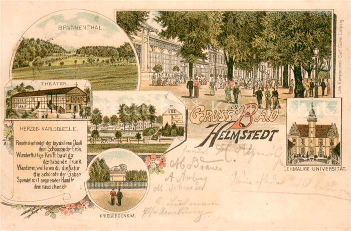 Bad Helmstedt Brunnenthal Herzog Karlsquelle Kriegerdenkmal Ehmauge Universitaet