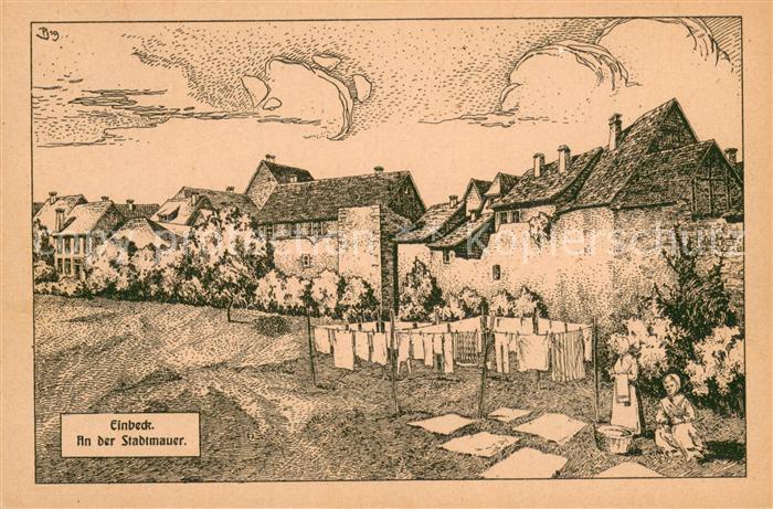 Einbeck Niedersachsen An der Stadtmauer Zeichnung