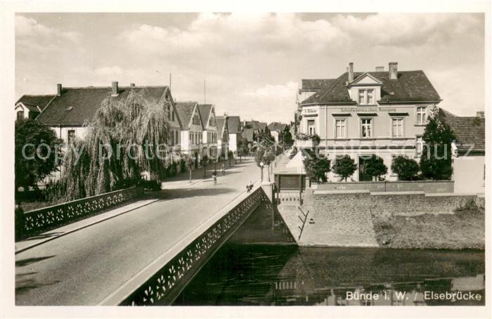 Buende Westfalen Elsebruecke mit Schoenfaerberei Chem Reinigung