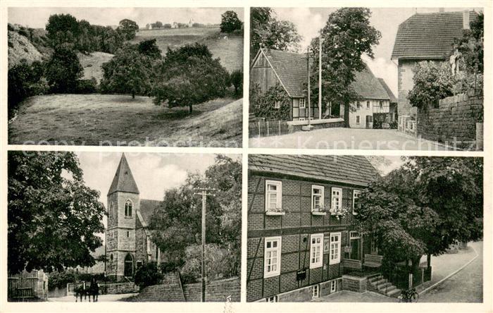 Ruethen Moehne Gastwirtschaft und Baeckerei Biermann Kirche Panoram