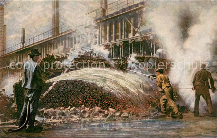 Alsdorf Aachen Grube Anna Kokerei Abloeschen des Kokses per Hand