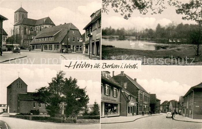 Heiden Borken Ortsansichten Kirche Schwanenteich