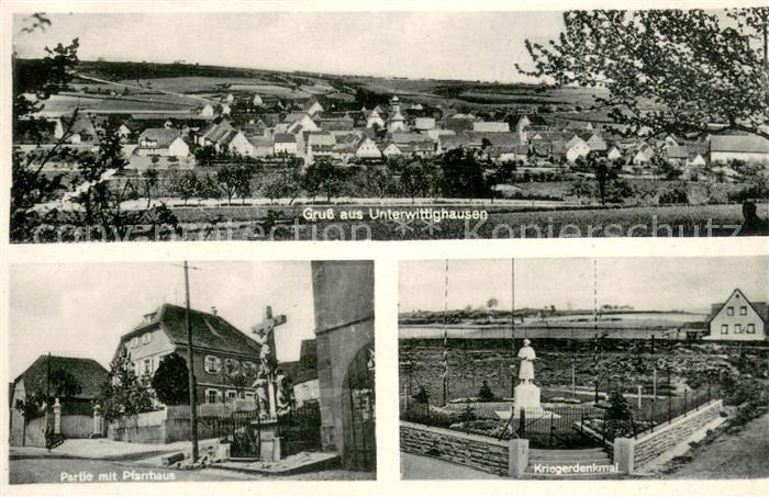Unterwittighausen Panorama Partie mit Pfarrhaus Kriegerdenkmal