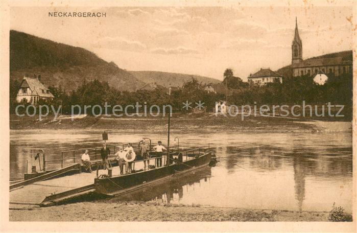 Neckargerach Neckarfaehre Kirche Faehrmann Joh Plitt
