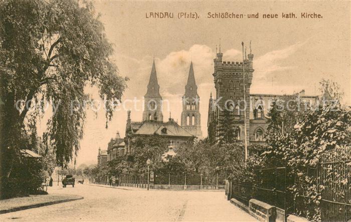 Landau Pfalz Schloesschen und neue kath Kirche