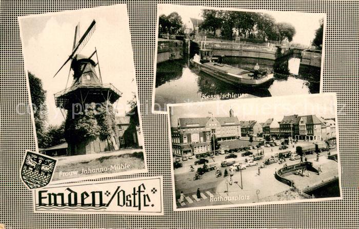Emden Ostfriesland Kesselschleuse Rathausplatz Frouw Johanna-Muehle