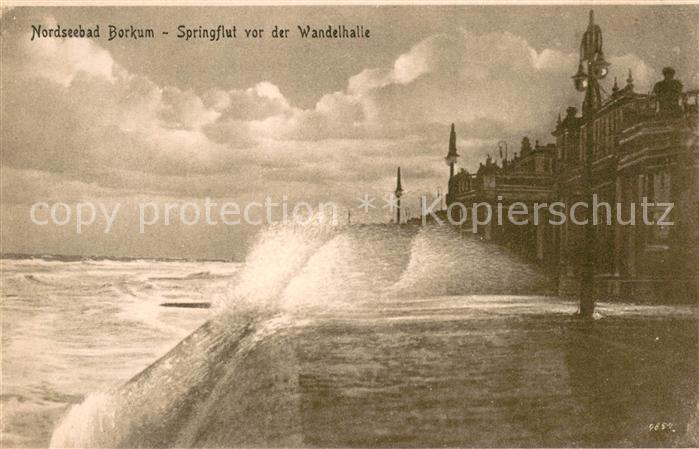 BORKUM Nordseebad Niedersachsen Springflut vor der Wandelhalle