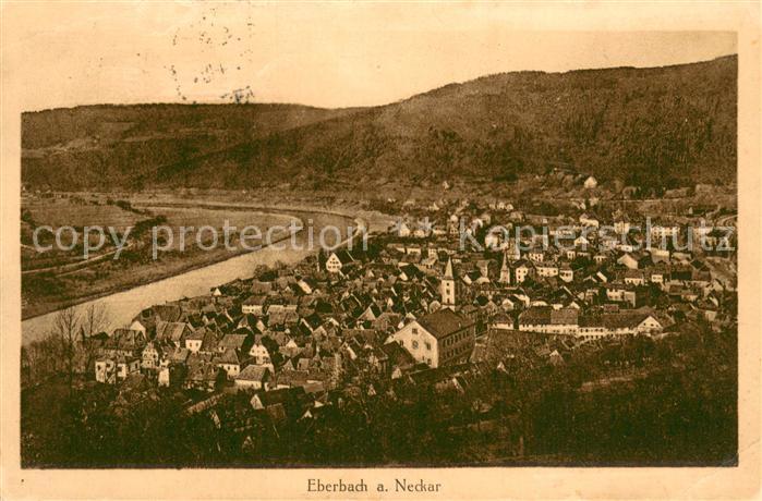 Eberbach Baden Gesamtansicht mit Neckar
