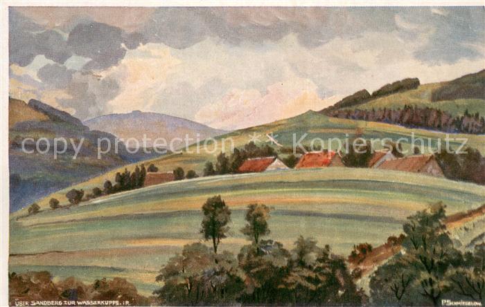 Sandberg Fulda Blick ueber Sandberg Kuenstlerkarte P. Schmiegelon