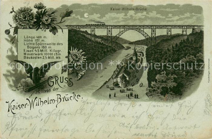 Kaiser-Wilhem-Bruecke Remscheid Bruecke Mondschein-Litho