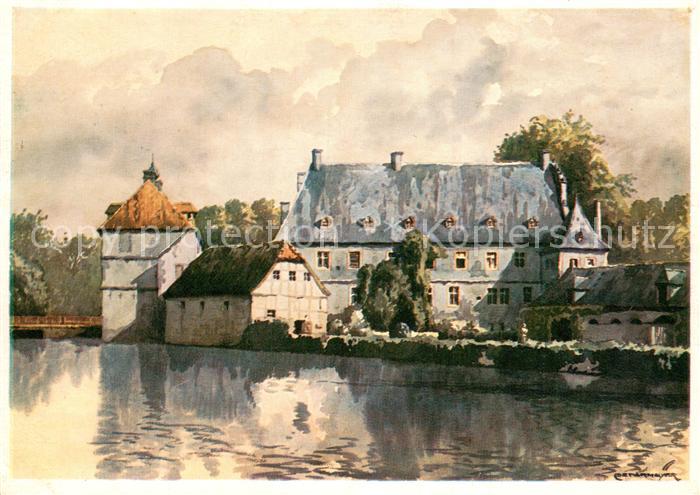 Halle Westfalen Schloss Tatenhausen Wasserburg Kuenstlerkarte C. Determeyer