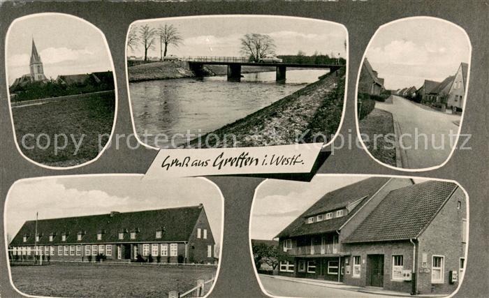 Greffen Kirche Bruecke Strassenpartie Gasthaus zur Bruecke