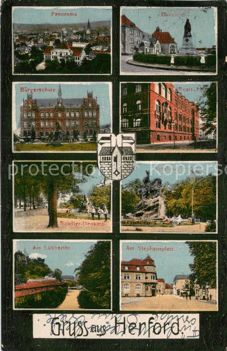 Herford Panorama Buergerschule Realschule Schiller Denkmal Wittekind Denkmal Am