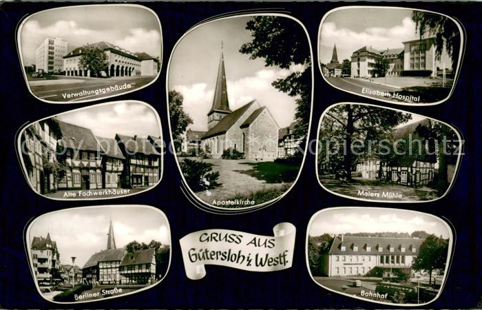 Guetersloh Verwaltungsgebaeude Alte Fachwerkhaeuser Berliner Strasse Apostelkirc