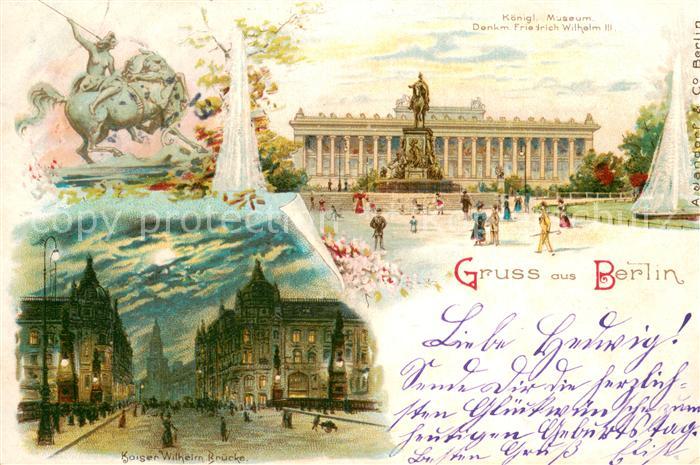 BERLIN  CITY Koenigl Museum Denkmal Friedrich Wilhelm III Kaiser Wilhelm Bruecke