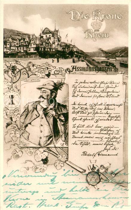 Assmannshausen Rhein Gasthaus Die Krone Rhein